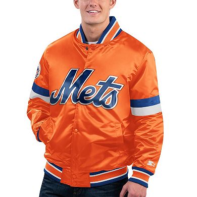 Men's Starter Orange New York Mets Home Game Satin Full-Snap Varsity Jacket