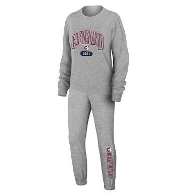 Women's WEAR by Erin Andrews Gray Cleveland Guardians Knitted Lounge Set