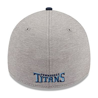 Men's New Era Heather Gray/Navy Tennessee Titans Striped 39THIRTY Flex Hat