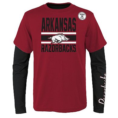 Youth Cardinal/Black Arkansas Razorbacks Fan Wave T-Shirt Combo Pack