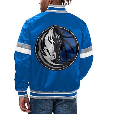 Men's Starter Blue Dallas Mavericks Home Game Satin Full-Snap Varsity Jacket