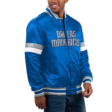Men's Starter Blue Dallas Mavericks Home Game Satin Full-Snap Varsity Jacket