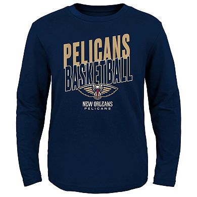 Preschool Navy New Orleans Pelicans Showtime Long Sleeve T-Shirt