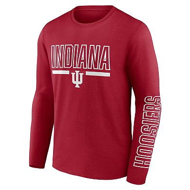 Men's Profile Crimson Indiana Hoosiers Big & Tall Two-Hit Graphic Long Sleeve T-Shirt