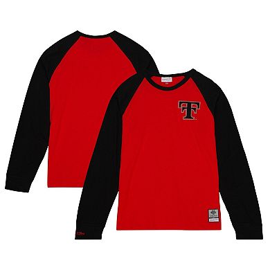 Men's Mitchell & Ness Red Texas Tech Red Raiders Legendary Slub Raglan Long Sleeve T-Shirt