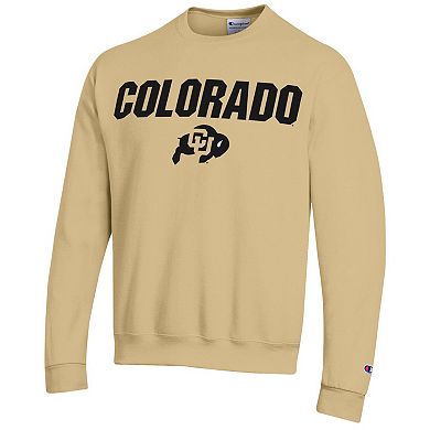 Men's Champion  Gold Colorado Buffaloes Straight Over Logo Powerblend Pullover Sweatshirt