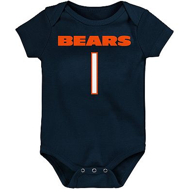 Newborn & Infant Justin Fields Navy Chicago Bears Mainliner Player Name & Number Bodysuit