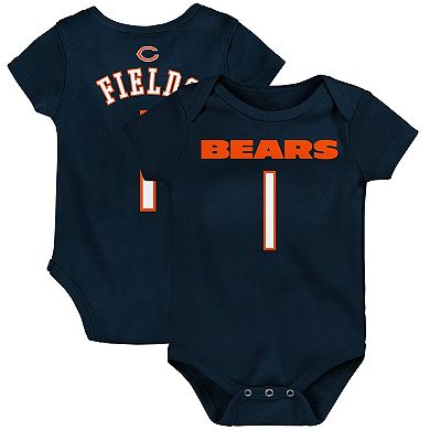 Newborn & Infant Justin Fields Navy Chicago Bears Mainliner Player Name & Number Bodysuit