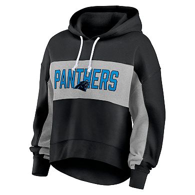 Women's Fanatics Branded  Black Carolina Panthers Filled Stat Sheet Pullover Hoodie