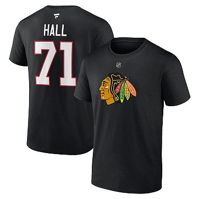 Men's Fanatics Branded Taylor Hall Black Chicago Blackhawks Authentic Stack Name & Number T-Shirt
