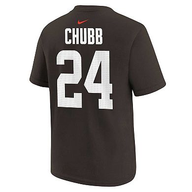 Youth Nike Nick Chubb Brown Cleveland Browns Player Name & Number T-Shirt