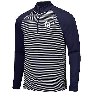 Men's Levelwear Navy New York Yankees Charter Striped Raglan Quarter-Zip Top