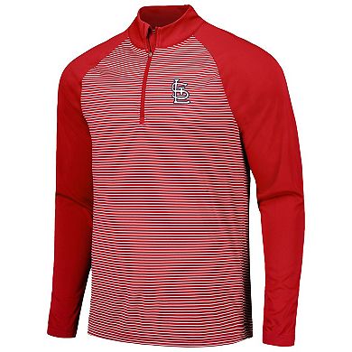 Men's Levelwear Red St. Louis Cardinals Charter Striped Raglan Quarter-Zip Top