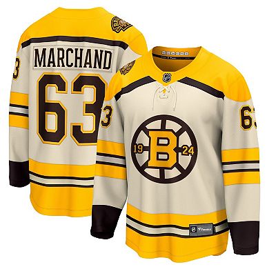 Men's Fanatics Branded Brad Marchand Cream Boston Bruins 100th Anniversary Premier Breakaway Player Jersey