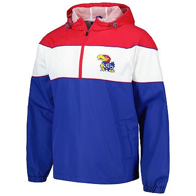 Men's G-III Sports by Carl Banks Royal Kansas Jayhawks Center Line Half-Zip Raglan Hoodie Jacket