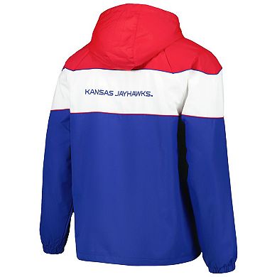 Men's G-III Sports by Carl Banks Royal Kansas Jayhawks Center Line Half-Zip Raglan Hoodie Jacket