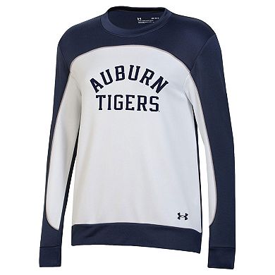 Women's Under Armour Navy/White Auburn Tigers Colorblock Pullover Sweatshirt