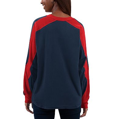 Women's G-III 4Her by Carl Banks Navy/Red Cleveland Guardians Smash Raglan Long Sleeve T-Shirt