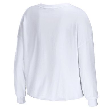 Women's WEAR by Erin Andrews White Chicago Bulls Cropped Long Sleeve T-Shirt