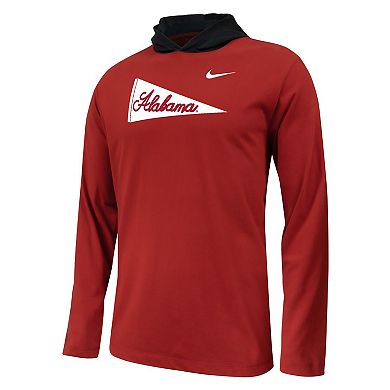 Youth Nike Crimson Alabama Crimson Tide Sideline Performance Long Sleeve Hoodie T-Shirt