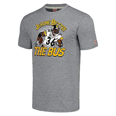 Men's Homage Jerome Bettis Gray Pittsburgh Steelers Retired Player Caricature Tri-Blend T-Shirt