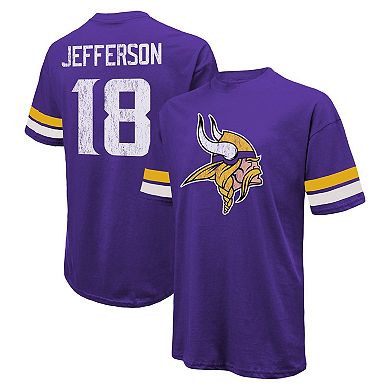 Men's Majestic Threads Justin Jefferson Purple Minnesota Vikings Name & Number Oversize Fit T-Shirt