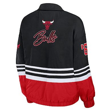 Women's WEAR by Erin Andrews Black Chicago Bulls Vintage Full-Zip Windbreaker