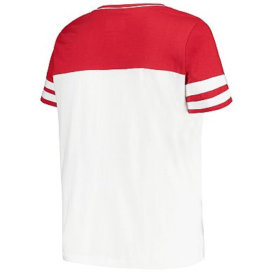 Women's Profile  White/Crimson Alabama Crimson Tide Plus Size Field Game V-Neck T-Shirt