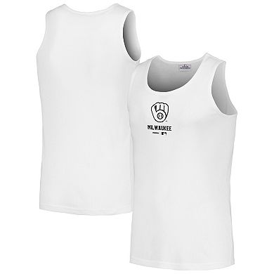 Men's PLEASURES  White Milwaukee Brewers Two-Pack Tank Top