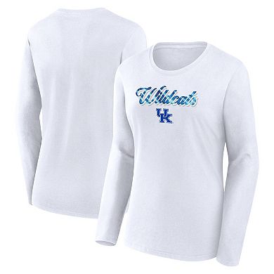 Women's Fanatics Branded White Kentucky Wildcats Double Team Script Long Sleeve T-Shirt