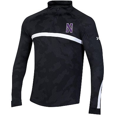 Men's Under Armour Black Northwestern Wildcats Game Day Camo Raglan Quarter-Zip Top