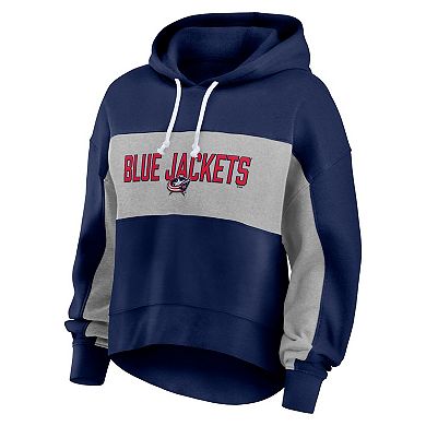 Women's Fanatics Branded Navy Columbus Blue Jackets Filled Stat Sheet Pullover Hoodie