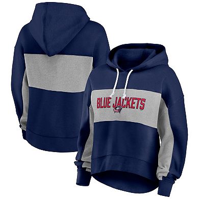 Women's Fanatics Branded Navy Columbus Blue Jackets Filled Stat Sheet Pullover Hoodie