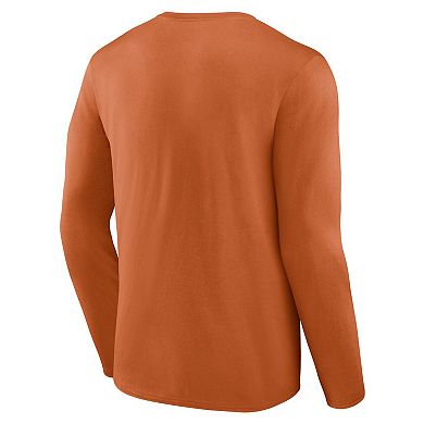 Men's Fanatics Branded Texas Orange Texas Longhorns Distressed Arch Over Logo Long Sleeve T-Shirt