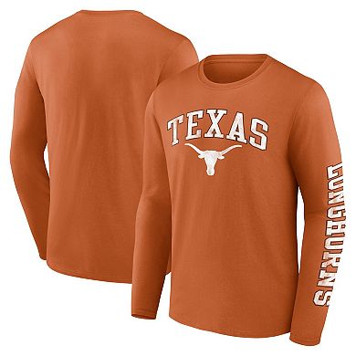 Men's Fanatics Branded Texas Orange Texas Longhorns Distressed Arch Over Logo Long Sleeve T-Shirt