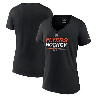 Women's Fanatics Branded  Black Philadelphia Flyers Authentic Pro V-Neck T-Shirt