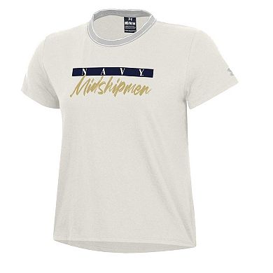 Women's Under Armour Cream Navy Midshipmen Iconic T-Shirt
