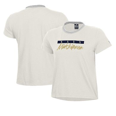 Women's Under Armour Cream Navy Midshipmen Iconic T-Shirt