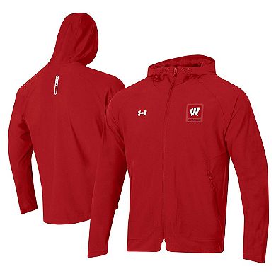 Men's Under Armour Red Wisconsin Badgers Unstoppable Raglan Full-Zip Jacket