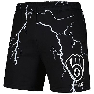 Men's PLEASURES  Black Milwaukee Brewers Lightning Shorts