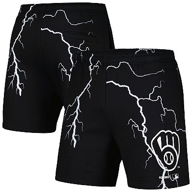 Men's PLEASURES  Black Milwaukee Brewers Lightning Shorts