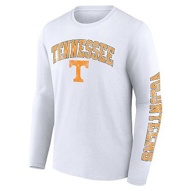 Men's Fanatics Branded White Tennessee Volunteers Distressed Arch Over Logo Long Sleeve T-Shirt