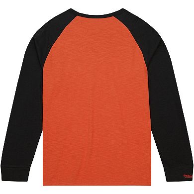Men's Mitchell & Ness Orange Texas Longhorns Legendary Slub Raglan Long Sleeve T-Shirt