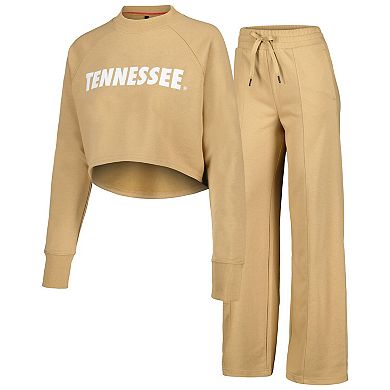 Women's Tan Tennessee Volunteers Raglan Cropped Sweatshirt & Sweatpants Set