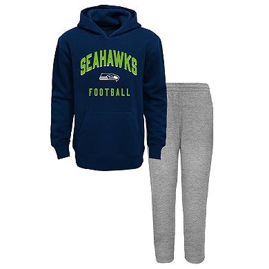 Youth College Navy/Heather Gray Seattle Seahawks Play by Play Pullover Hoodie & Pants Set