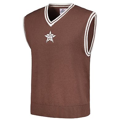 Men's PLEASURES  Brown Houston Astros Knit V-Neck Pullover Sweater Vest