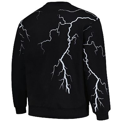 Men's PLEASURES  Black New York Yankees Lightning Crewneck Pullover Sweatshirt