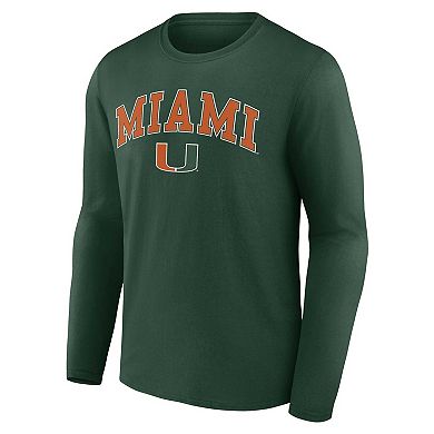 Men's Fanatics Branded Green Miami Hurricanes Campus Long Sleeve T-Shirt