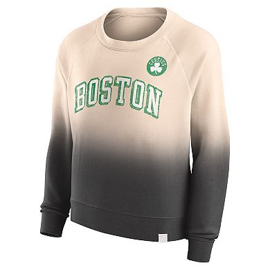 Women's Fanatics Branded Tan/Black Boston Celtics Lounge Arch Raglan Pullover Sweatshirt