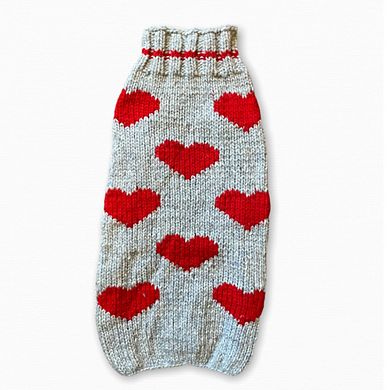 L Chilly Dog Red Hearts Dog Sweater